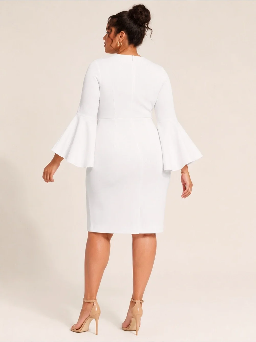 NWT Eloquii White Scuba Flare Sleeve Sheath Dress Plus Size 16